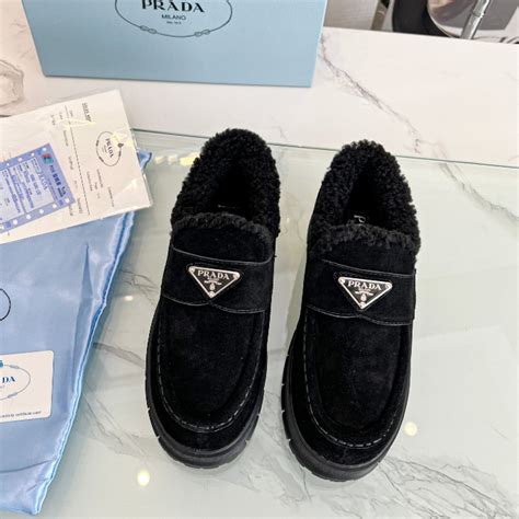 prada furry loafers|Prada loafers saks.